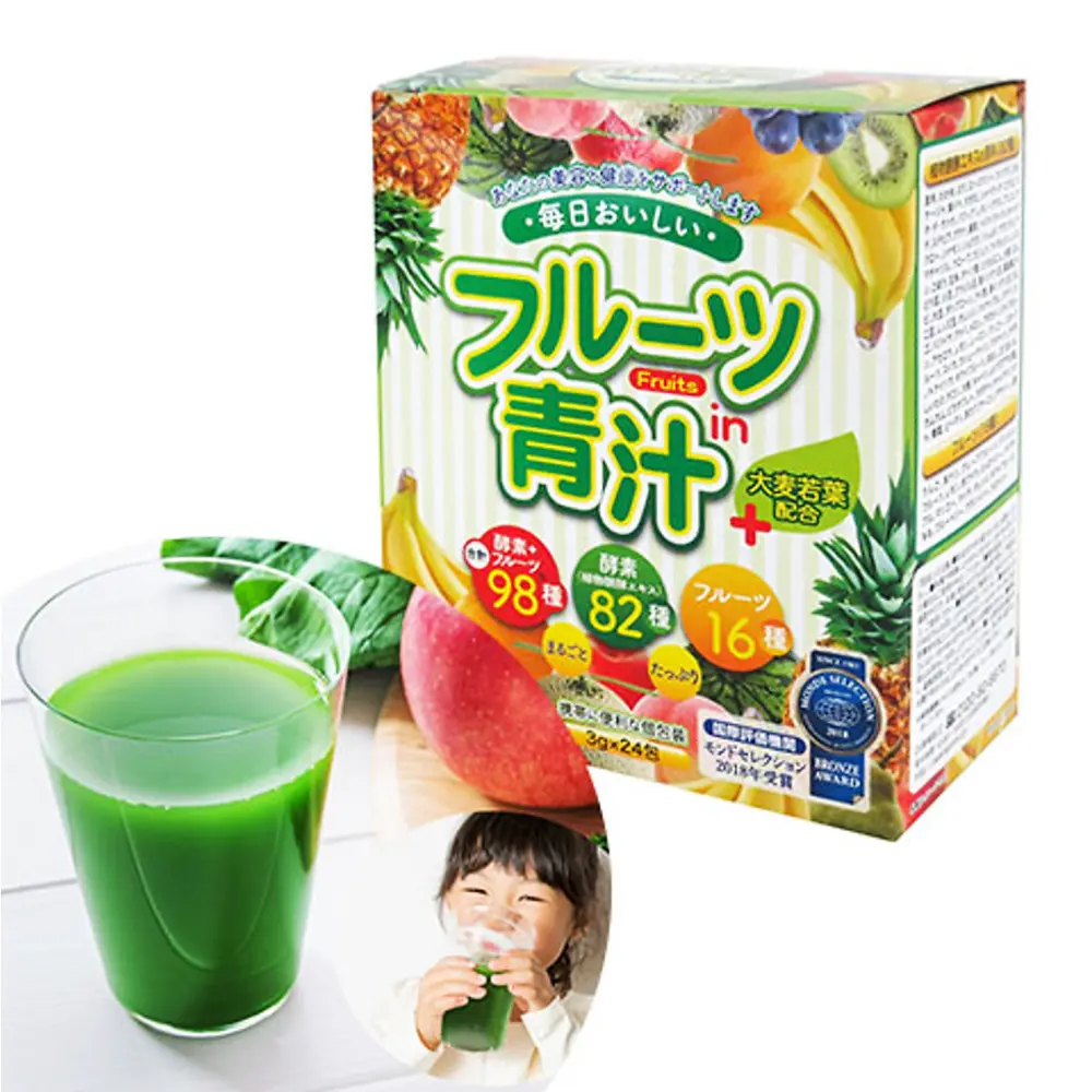 Bột Mầm Lúa Mạch Aojiru Trái Cây, Fruit Green Juice with Enzyme, 24 Gói (72g) - JAPAN GALS